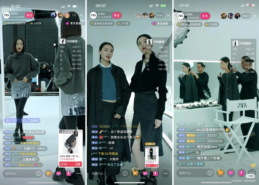 Zara livestream in China