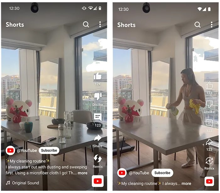 YouTube Shorts Transparent Buttons update