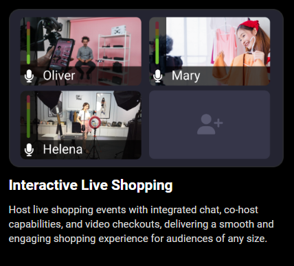 Platforms providing interactive Live Shopping solutions