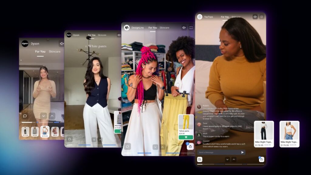 Vimmi’s shoppable video platform with live shopping and tagged content on TikTok and Instagram.